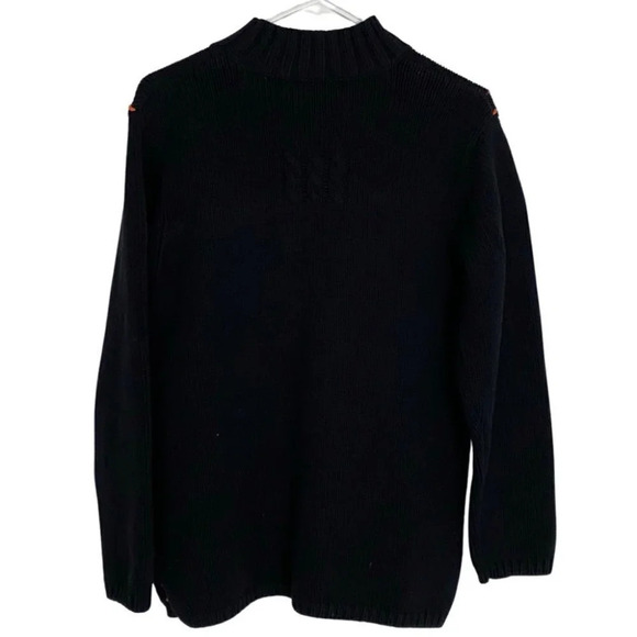 Vintage 90s Argyle Pullover Sweater Mockneck Oversized Womens Size Medium Black - Picture 2 of 16